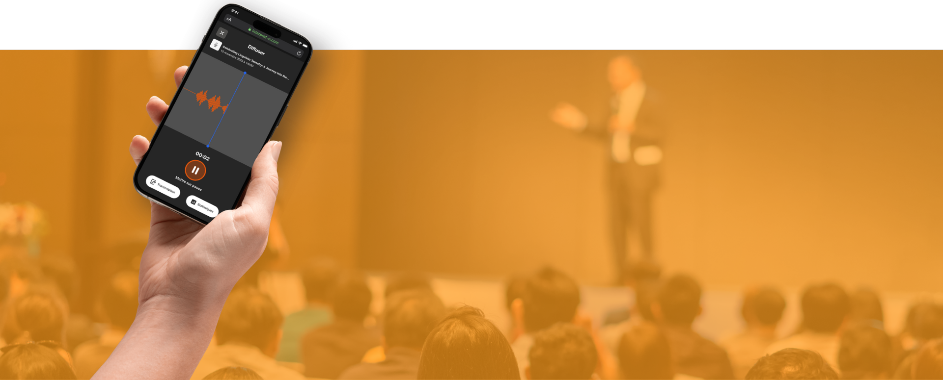 Application web d’interprétation simultanée développée par Rum&Code avec l’intelligence artificielle.